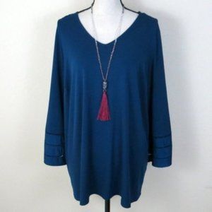 Roz & Ali Plus Size Navy Blue Top Size 2X